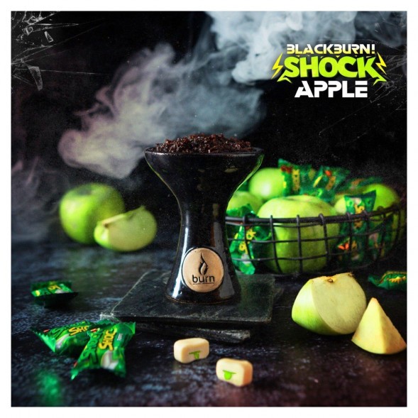 Табак BlackBurn - Apple Shock (Кислое Яблоко, 100 грамм) купить в Волгограде
