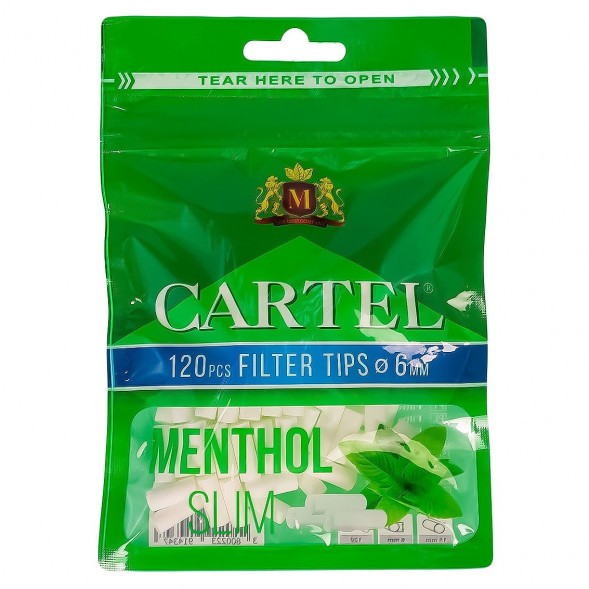 Фильтры для самокруток Cartel - Slim Menthol (120 штук, 15х6 мм) купить в Волгограде