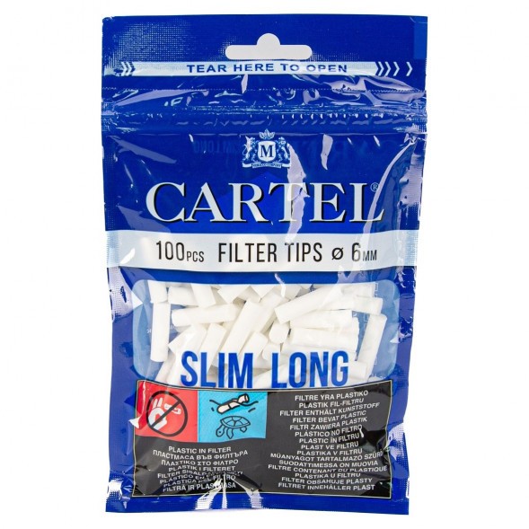 Фильтры для самокруток Cartel - Slim Long (100 штук, 22х6 мм) купить в Волгограде
