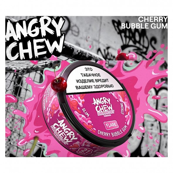 Табак жевательный Angry Chew Slim Strong - DryMost Flare Сherry Bubble Gum (12 грамм) купить в Волгограде